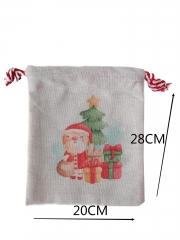 Factory Wholesale Christmas Gift Bags Christmas Burlap Canvas Drawstring Muslin Bag Small Gift Bag For Kids