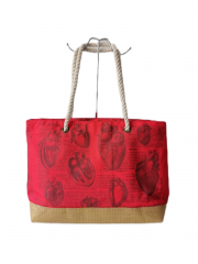 New Extra Large Capacity Beach Bag Elegant Ethnic-style Printed Cotton Canvas Women Tote Bag With Cotton Rope Handle