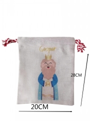 Factory Wholesale Christmas Gift Bags Christmas Burlap Canvas Drawstring Muslin Bag Small Gift Bag For Kids