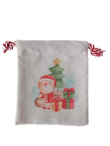 Factory Wholesale Christmas Gift Bags Christmas Burlap Canvas Drawstring Muslin Bag Small Gift Bag For Kids