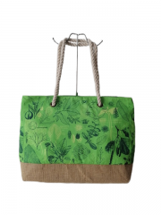 New Extra Large Capacity Beach Bag Elegant Ethnic-style Printed Cotton Canvas Women Tote Bag With Cotton Rope Handle