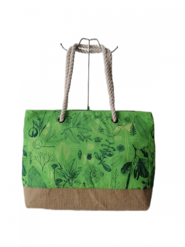 New Extra Large Capacity Beach Bag Elegant Ethnic-style Printed Cotton Canvas Women Tote Bag With Cotton Rope Handle