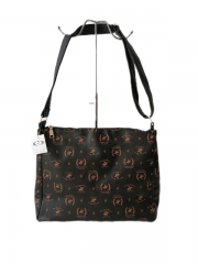 Custom logo printing fashion lady pu leather black women's tote bags with custom printed logo