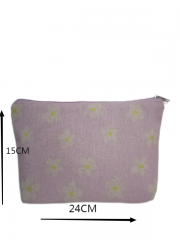 Fashion Eco Friendly Washable For Women Makeup Cotton Canvas Zipper Makeup Cosmetic Pouch Bag With Logo