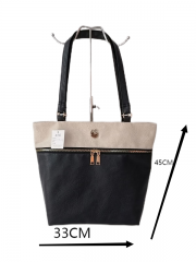 Custom logo printing fashion lady pu leather black women's tote bags with custom printed logo