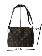 Custom logo printing fashion lady pu leather black women's tote bags with custom printed logo