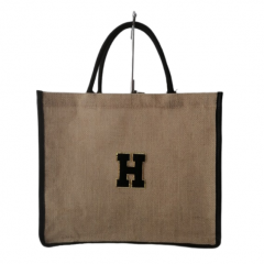 Hot Selling Shopping Gift Customized Logo Pattern Reusable Handbag with Handle Jute Linen Bag