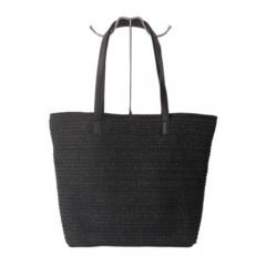 Wholesale Customized Color and Logo Women Summer Tote Shoulder Handbag Black Straw Paper Beach Bag