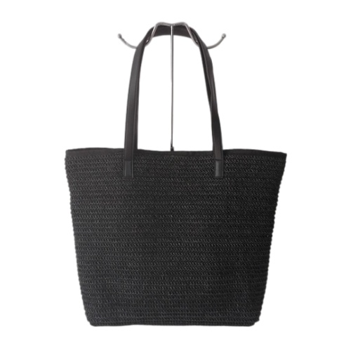 Wholesale Customized Color and Logo Women Summer Tote Shoulder Handbag Black Straw Paper Beach Bag