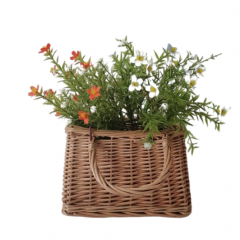 New Style Eco Friendly Plant Basket Flower Pot with Handles Flower Garden Decoration Straw Bag With Handle