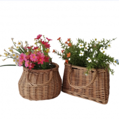 New Style Eco Friendly Plant Basket Flower Pot with Handles Flower Garden Decoration Straw Bag With Handle