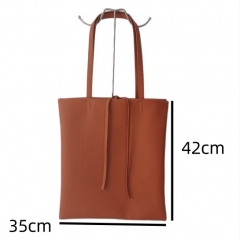 Wholesale Hot Selling Tote Large Simple Handbag Double Package Design PU Shopping Soft Leather Shoulder Bag