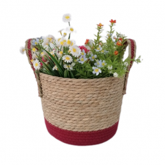 Grass flowerpot wholesale handmade flower basket Natural straw flower basket for planter storage basket