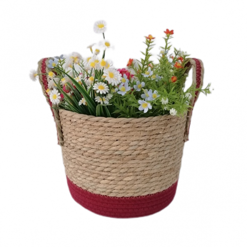 Grass flowerpot wholesale handmade flower basket Natural straw flower basket for planter storage basket