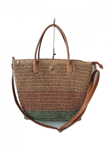 Women Beach Handmade Woven Paper Straw Large Tote Bag with Top Wooden Handle