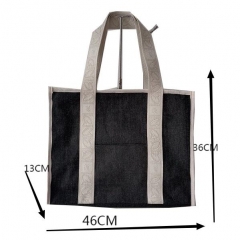 Simple Durable Large Capacity Color Printing Canvas Tote Brown and White Handbag Shopping Bag with Brown Handle