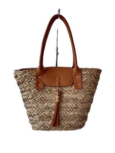 Trendy Ladies fashion popular stripe beach bag vintage straw shoulder bag with high quality PU shoulder strap