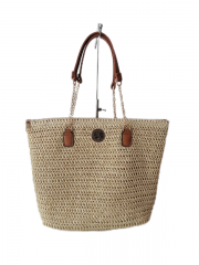 wholesale summer woman crochet letter straw paper handbag shoulder women tote beach bags