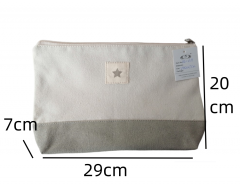 Customizied Logo Wholesale Simple Canvas Zipper Portable Travel Makeup Sample Bag Cotton Canvas Cosmetic Bag