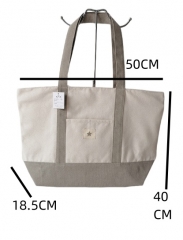 Wholesale Women Customized Pattern Logo Fashion Simple Large Capacity Shoulder Handbag Shopping Cotton Canvas Tote Bag