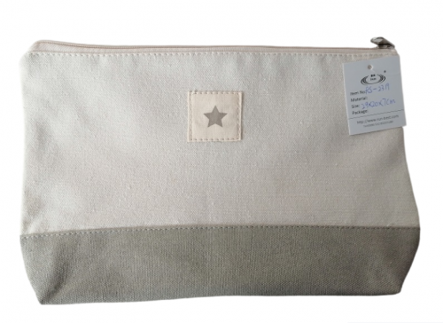 Customizied Logo Wholesale Simple Canvas Zipper Portable Travel Makeup Sample Bag Cotton Canvas Cosmetic Bag