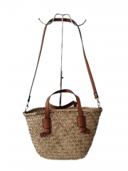 Wholesale natural wicker woven rattan tote fashion bags woven for lady straw handmade beach handbags