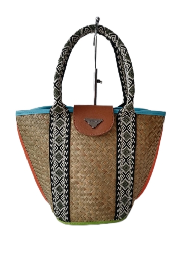 Custom Large Capacity Travel Swimming Woven Straw Bucket Bag Women Basket Beach Tote Bag