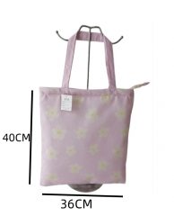 Custom Pattern Fashion Simple Wholesale Eco Friendly Zipper Reusable Shopping Gift Handbag Canvas Cotton Bag