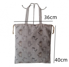 Fashion Wholesale Women Reusable Durable Handbag Large Capacity High Quality Shopping Gift Tote Drawstring Cotton Canvas Bags