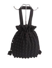 drawstring bag with during using , polyester black color shopping bag