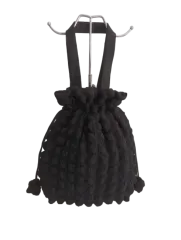 drawstring bag with during using , polyester black color shopping bag