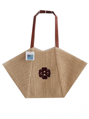 summer style beach paper straw bag with PU handle, fashion beach tote bag with best price