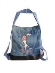 good design and durable using jeans material shopping bag , cotton shopping bag