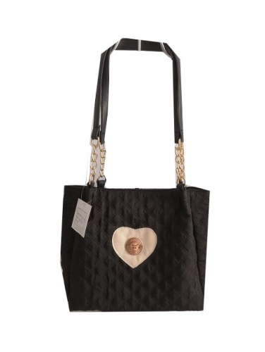 black color beach polyester bag with PU handle , durable using beach bag in polyester material