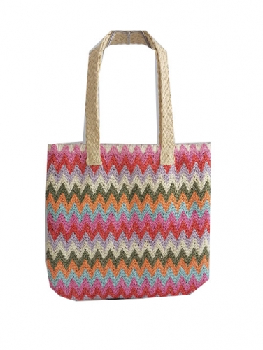 2025 large space fashion beach tote bag, customized color beach paper straw bag with lining