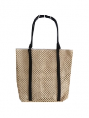 beige color wholesale high quality beach paper straw bag with lining , eco-friendly paper straw bag