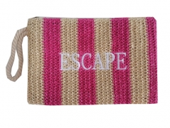 small paper straw bag with strap , customized design and color with embroidery logo