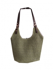 large space high quality best price paper straw bag,fashion beach straw bag with PU handle