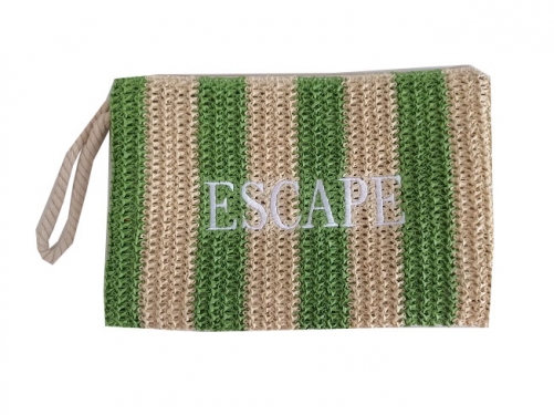 small paper straw bag with strap , customized design and color with embroidery logo