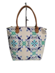 wholesale cotton shopping bag with PU handle durable using , customized full color printing