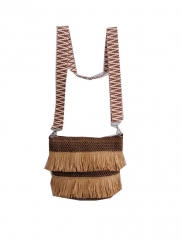 long handle customized design paper straw bag with lining and zipper