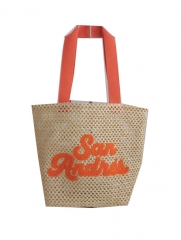 beach paper straw bag with embroidery logo, hot selling paper straw bag