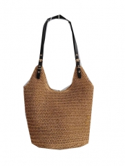best price beach paper straw bag with PU handle ,paper straw bag