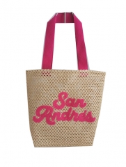 beach paper straw bag with embroidery logo, hot selling paper straw bag