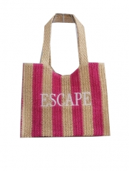 good quality embroidery logo beach paper straw bag with lining ,summer fashion straw bag