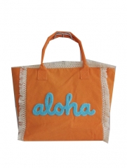 lady travel beach cotton canvas bag , cotton bag with embroidery logo