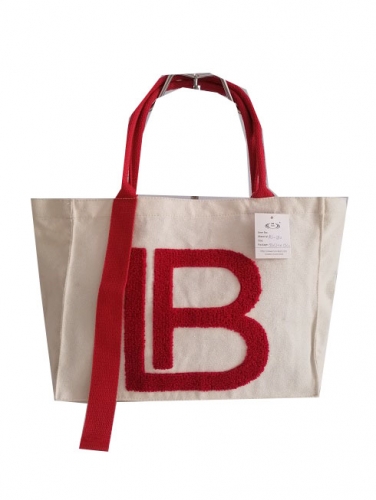 good quality canvas shopping bag with towel embroidery logo , lady fashion promotion bag
