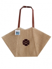 large space customized design embroidery logo with beach paper straw bag and lining