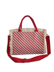 customized design full color printing canvas tote bag with long handle