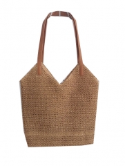 large space customized design paper straw bag, lady beach tote bag with lining